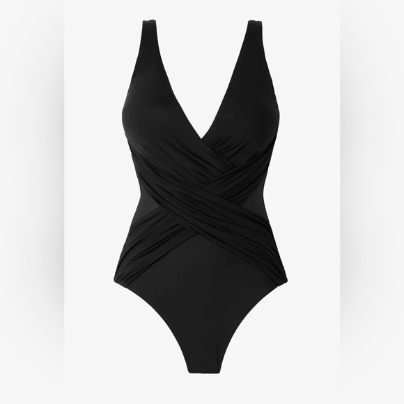 NEW MIRACLESUIT Crossover With Mesh One Piece Swimsuit in Black Size 10 - Picture 8 of 11